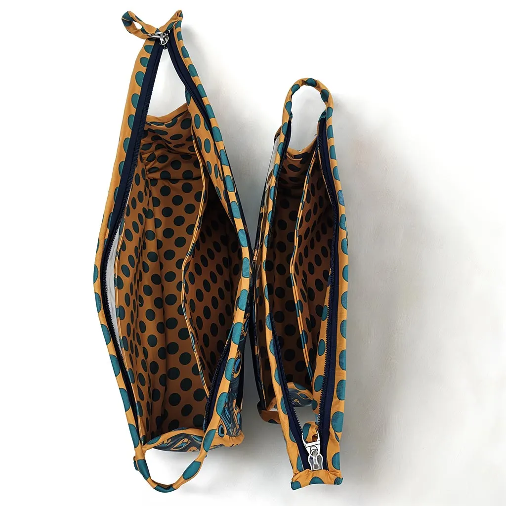 PEACOCK GLORY PRINT TRAVEL MAKEUP POUCH SET