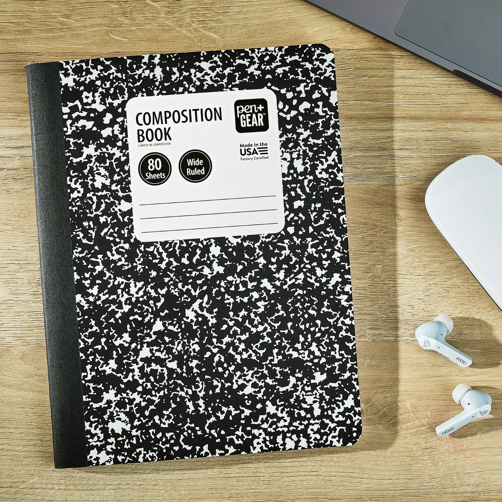 Pen Gear 80 Sheets Marble Composition Book, 9.75 x 7.5 Wide Ruled - new