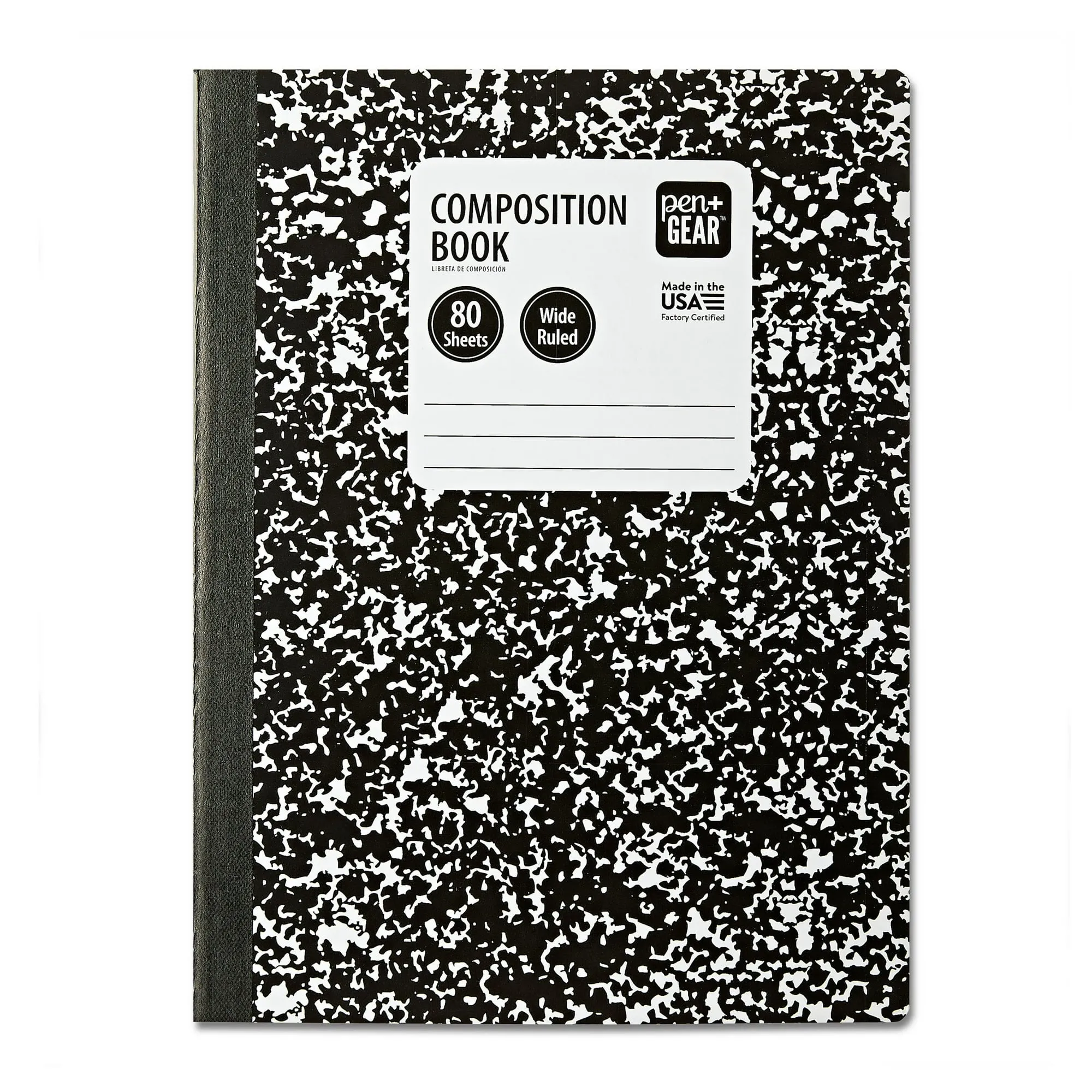 Pen Gear 80 Sheets Marble Composition Book, 9.75 x 7.5 Wide Ruled - new