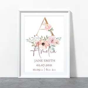 Personalised baby girl print