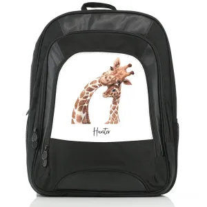 Personalised Rucksack with Welcoming Text and Relaxing Mum and Baby Giraffes