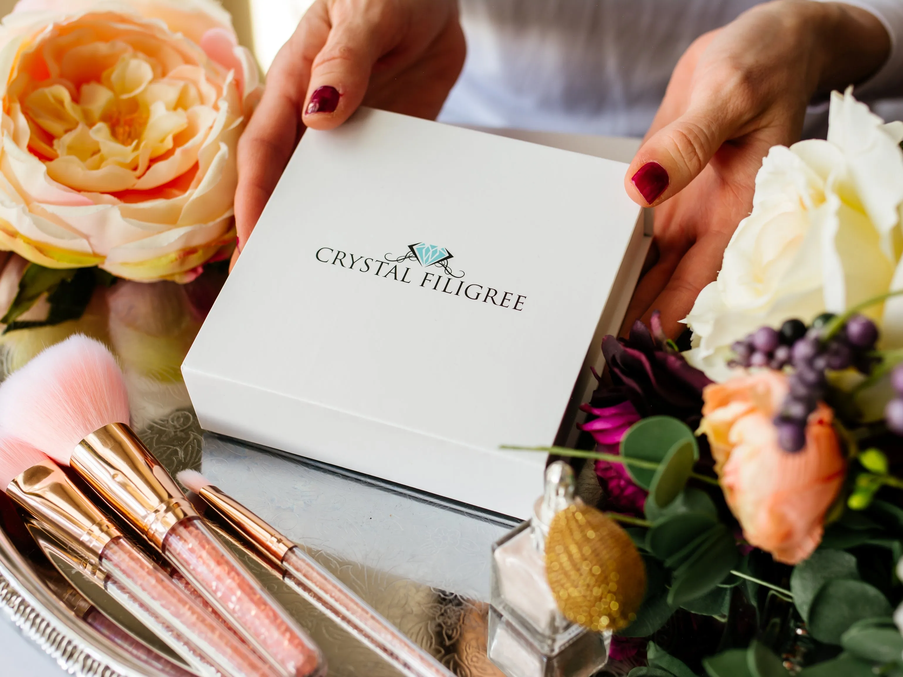 Personalized Compact Mirror with Gift Box and Card