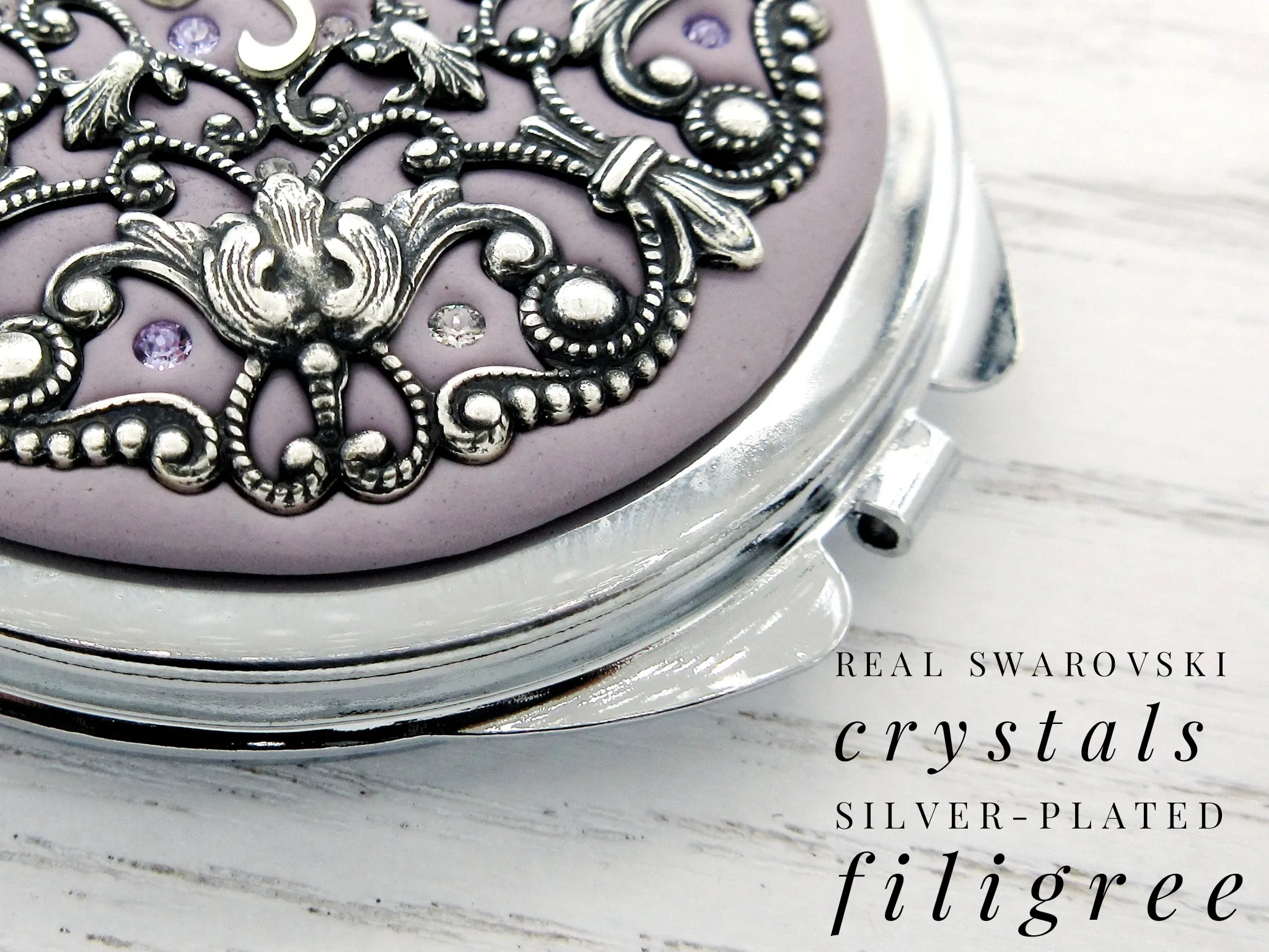 Personalized Compact Mirror with Gift Box and Card