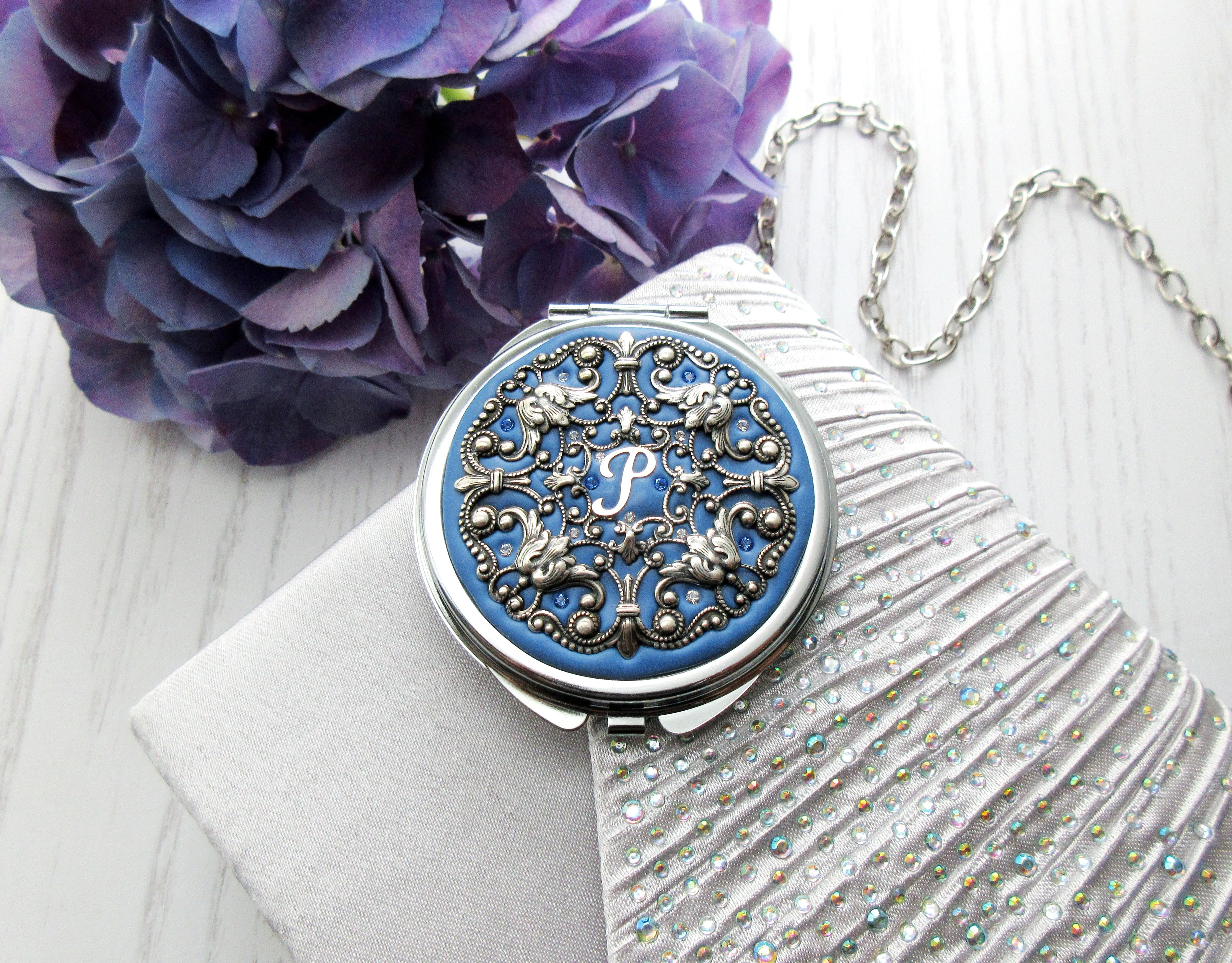 Personalized Compact Mirror with Gift Box and Card
