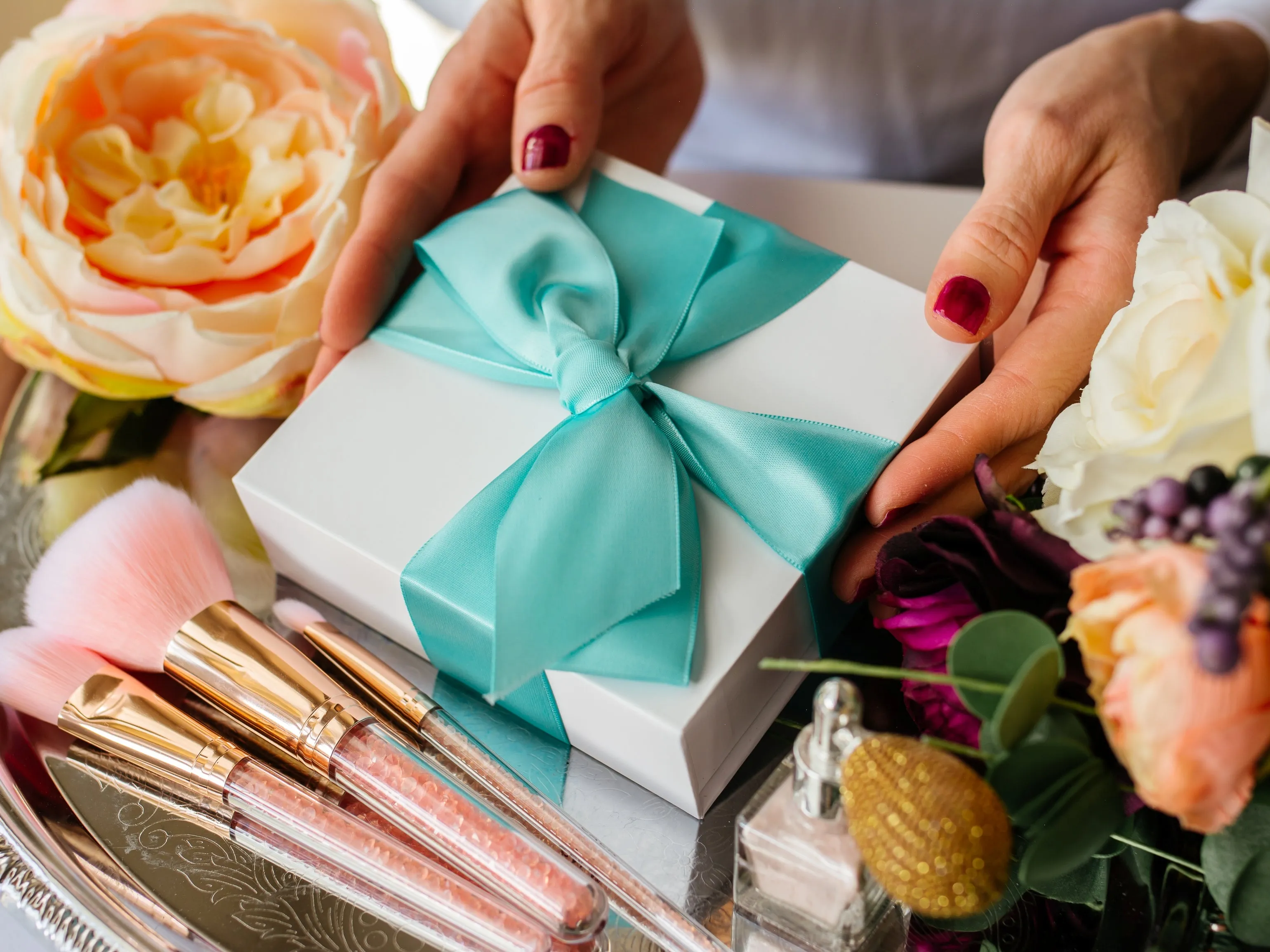 Personalized Compact Mirror with Gift Box and Card