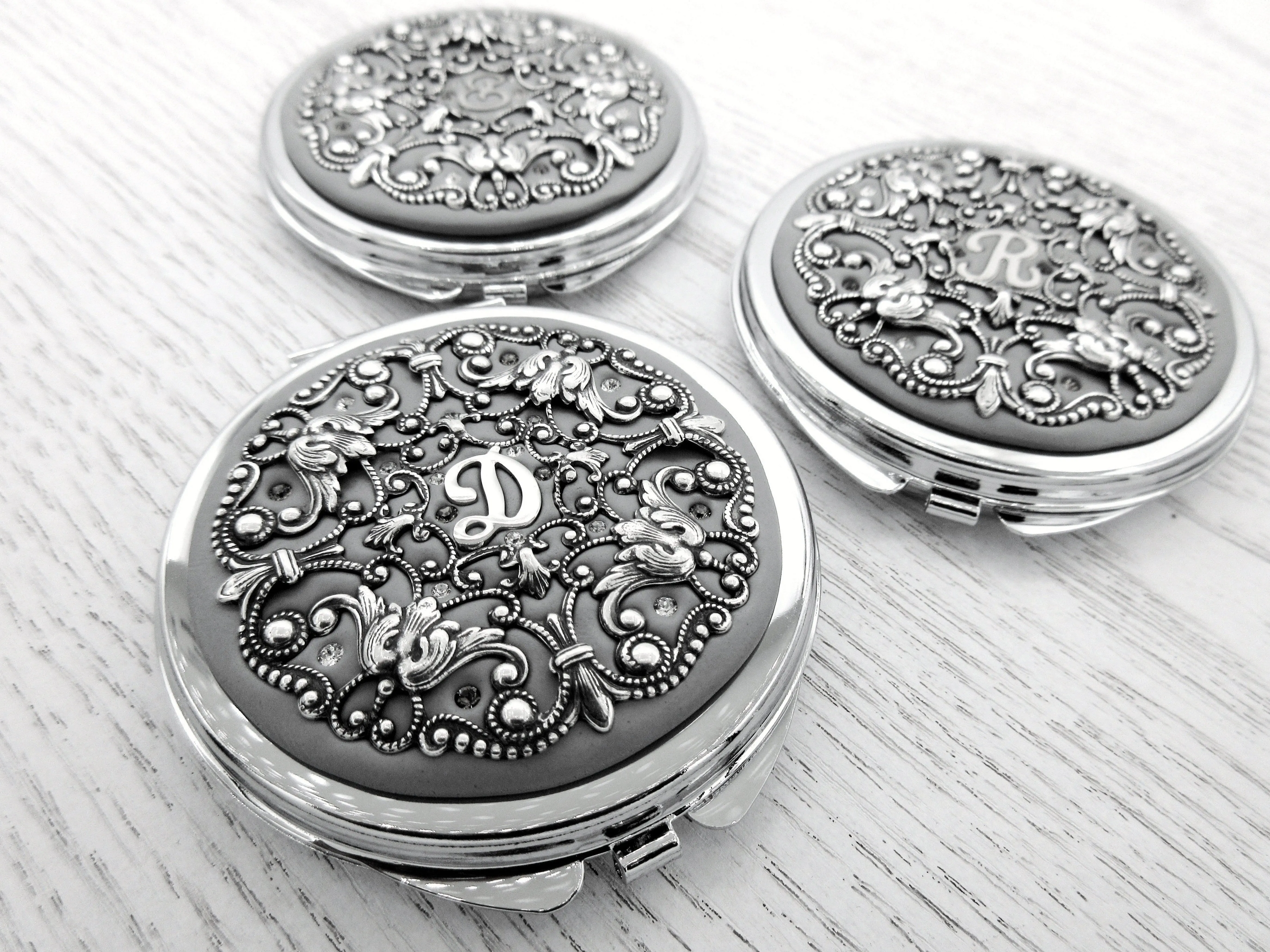 Personalized Compact Mirror with Gift Box and Card