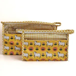 PICHWAI PASTURES PRINT TRAVEL MAKEUP POUCH SET