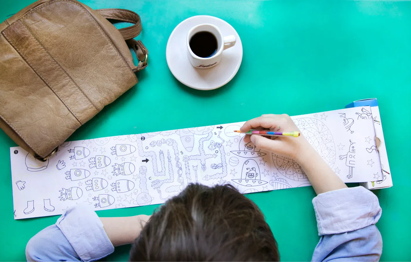 Pocket Games & Coloring with Compact Pencil Crayons - COSMOS