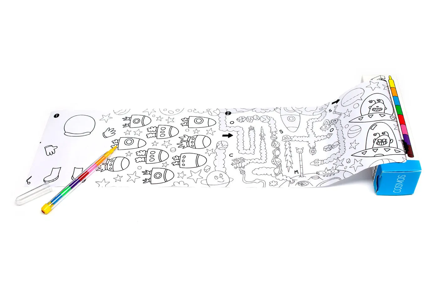 Pocket Games & Coloring with Compact Pencil Crayons - COSMOS