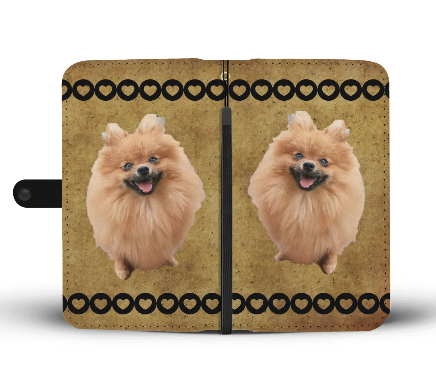 Pomeranian Phone Case Wallet - Tan
