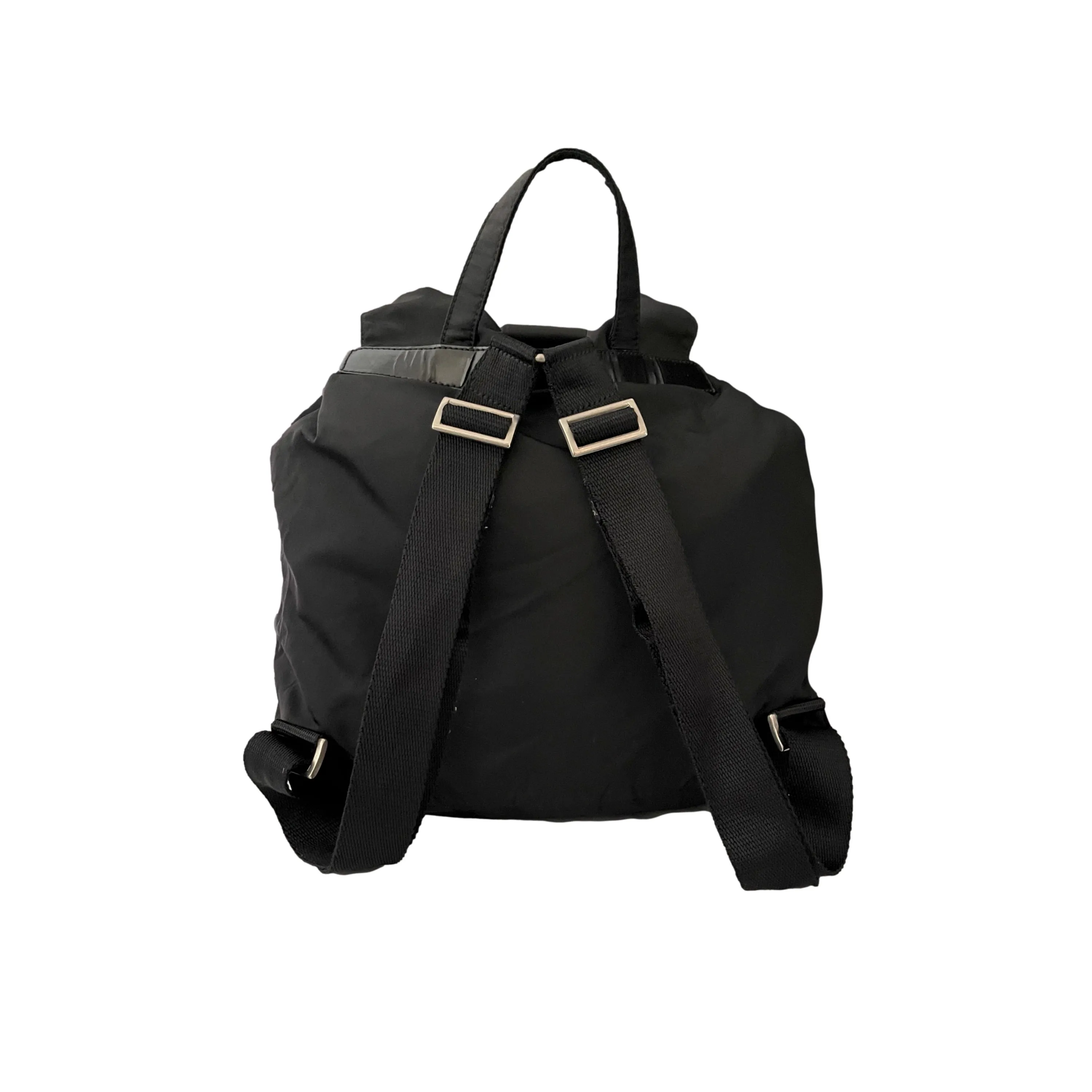 Prada Black Logo Nylon Large Backpack