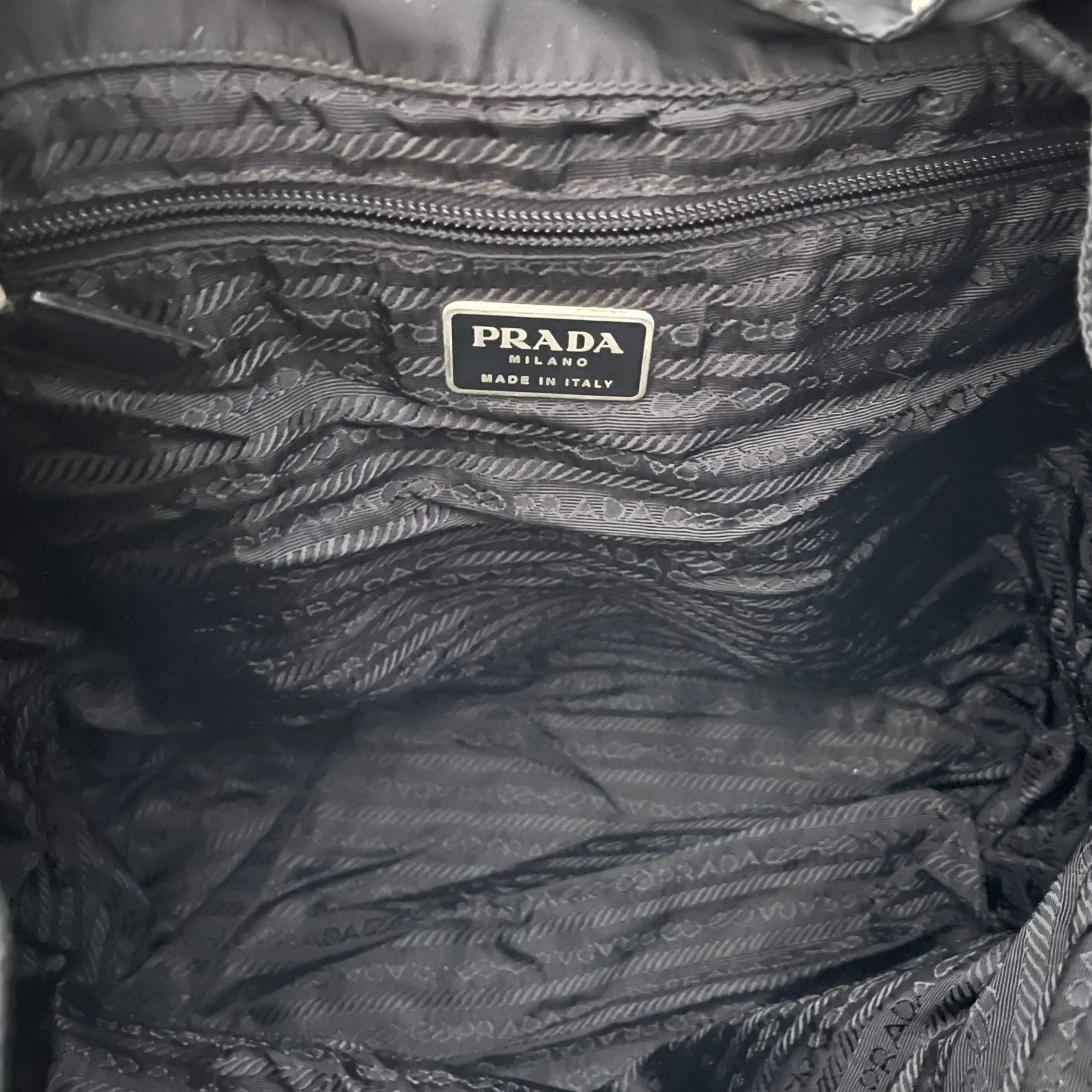 Prada Black Logo Nylon Large Backpack