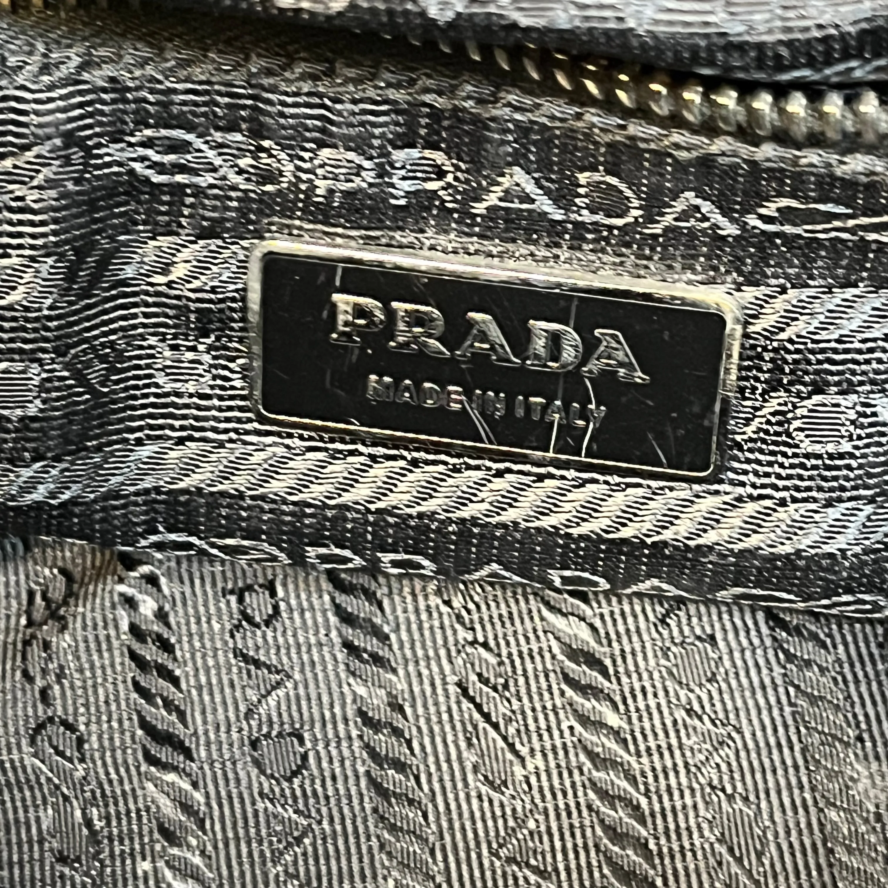 PRADA Black Nylon Soft Calfskin Vintage Buckle Shoulder Bag