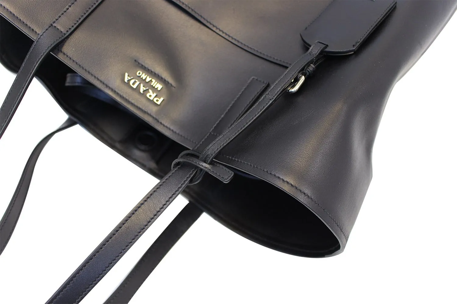 PRADA City Calf Leather Large Shopping Tote Shoulder Bag