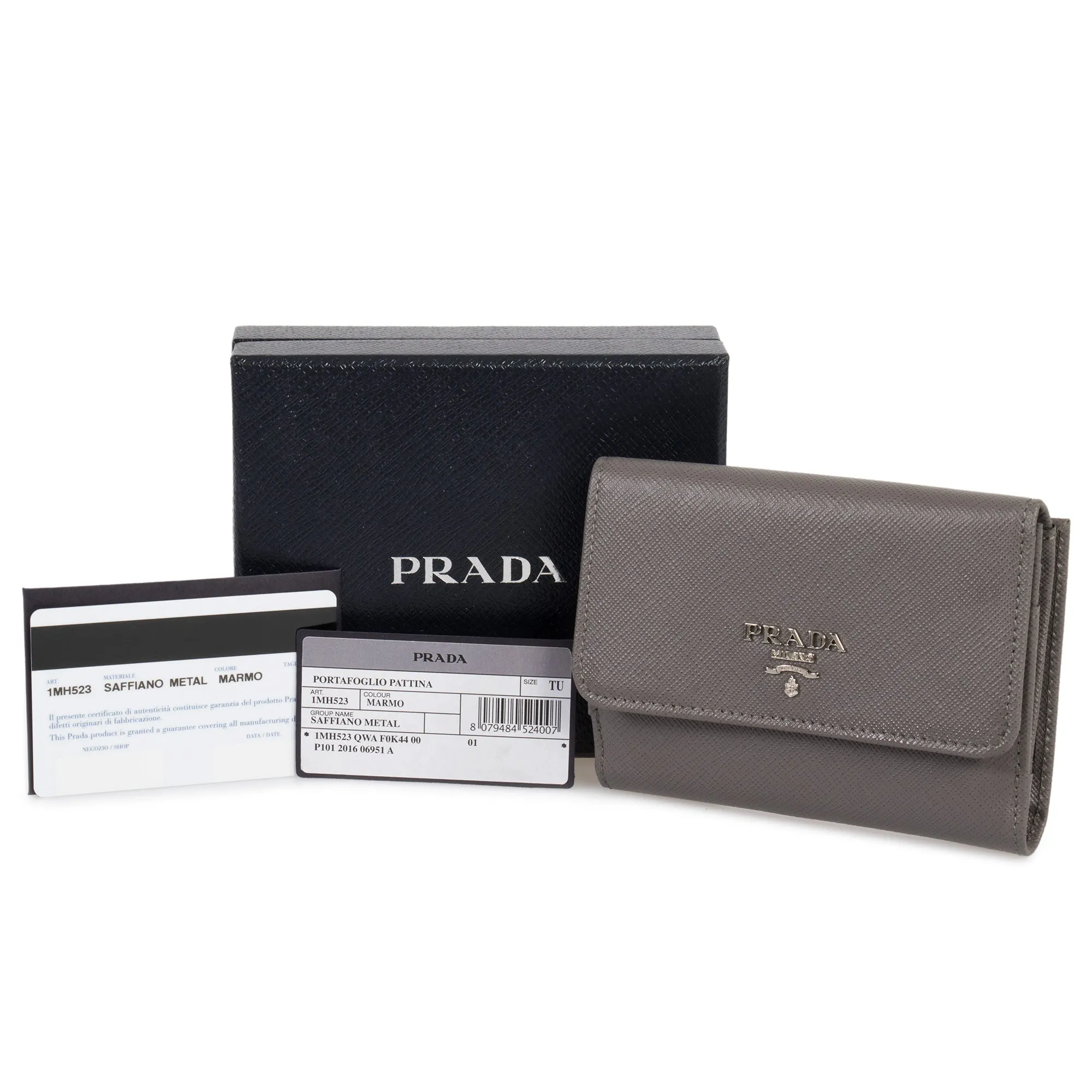 Prada Marble Saffiano Leather Flap Wallet 1MH523 QWA F0K44