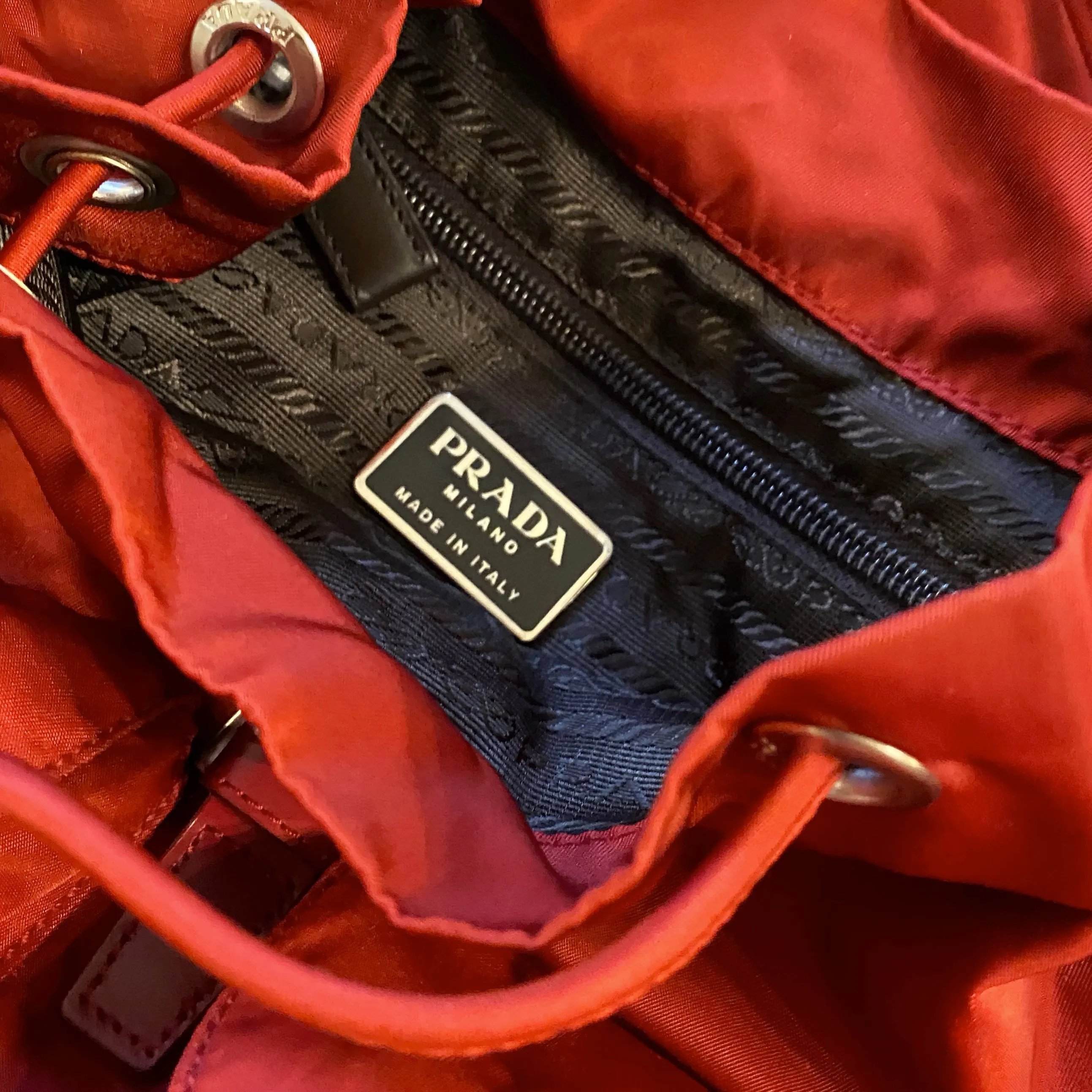 Prada Red Logo Mini Backpack