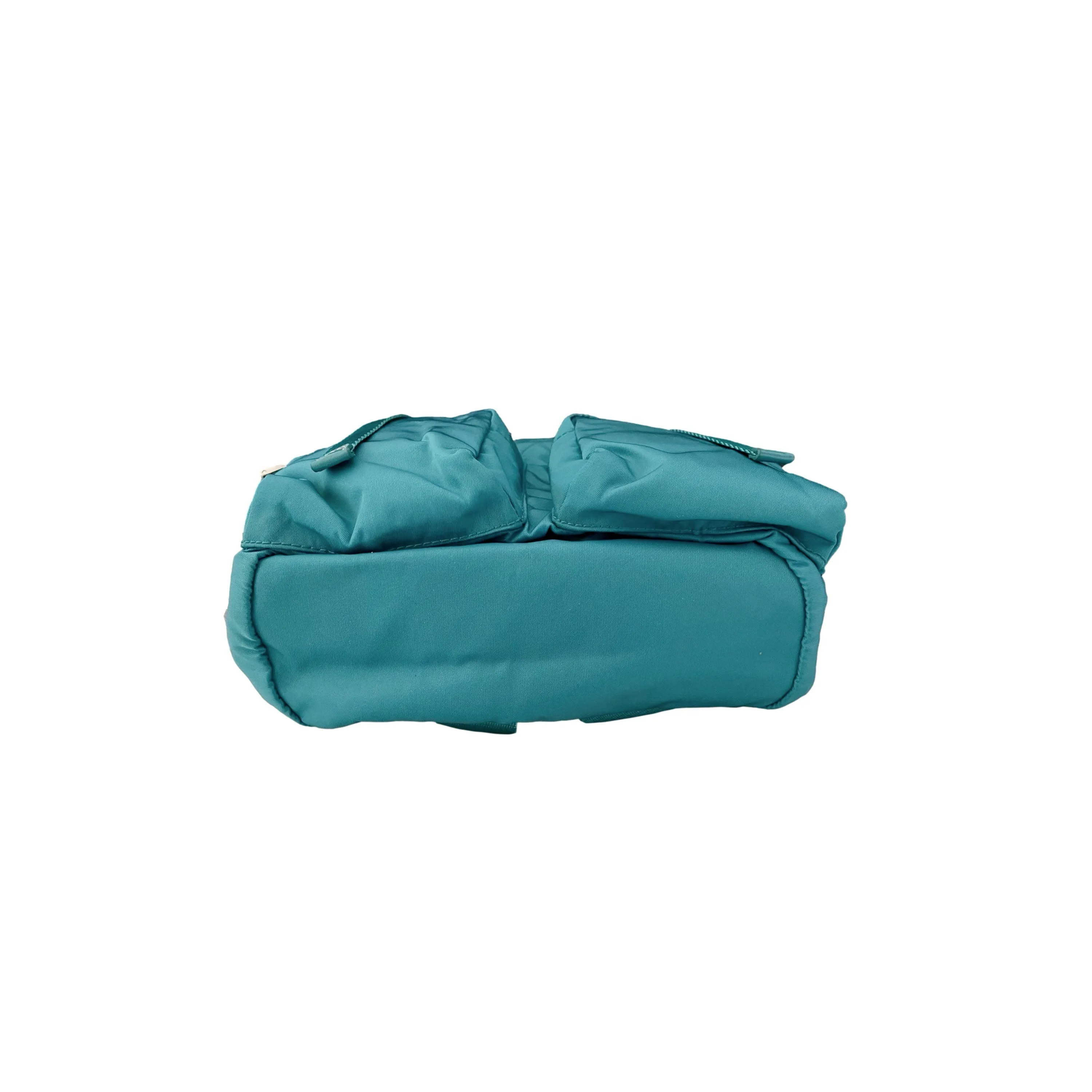 Prada Teal Logo Nylon Backpack