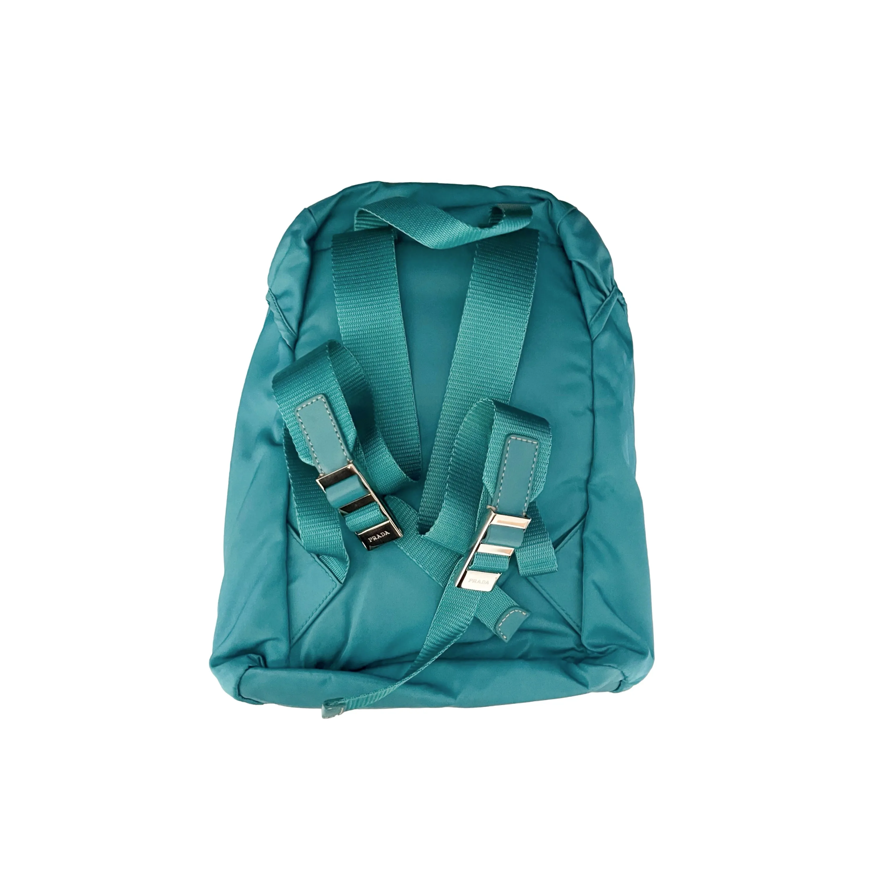 Prada Teal Logo Nylon Backpack