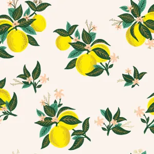 Primavera, Citrus Blossom in Lemon Metallic - 33" REMNANT