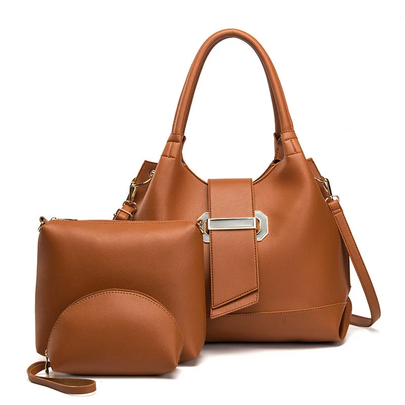 PU One-shoulder Portable Crossbody Three-piece Handbag