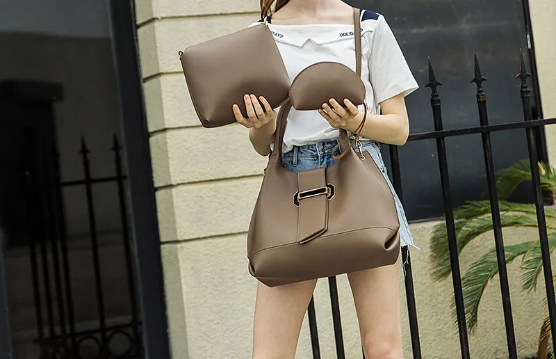 PU One-shoulder Portable Crossbody Three-piece Handbag