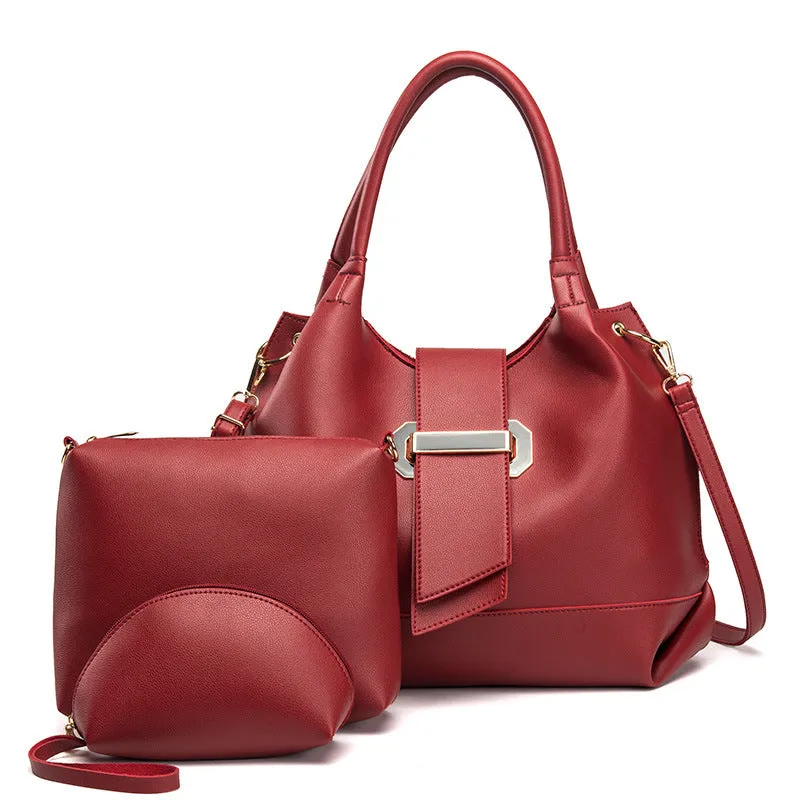 PU One-shoulder Portable Crossbody Three-piece Handbag