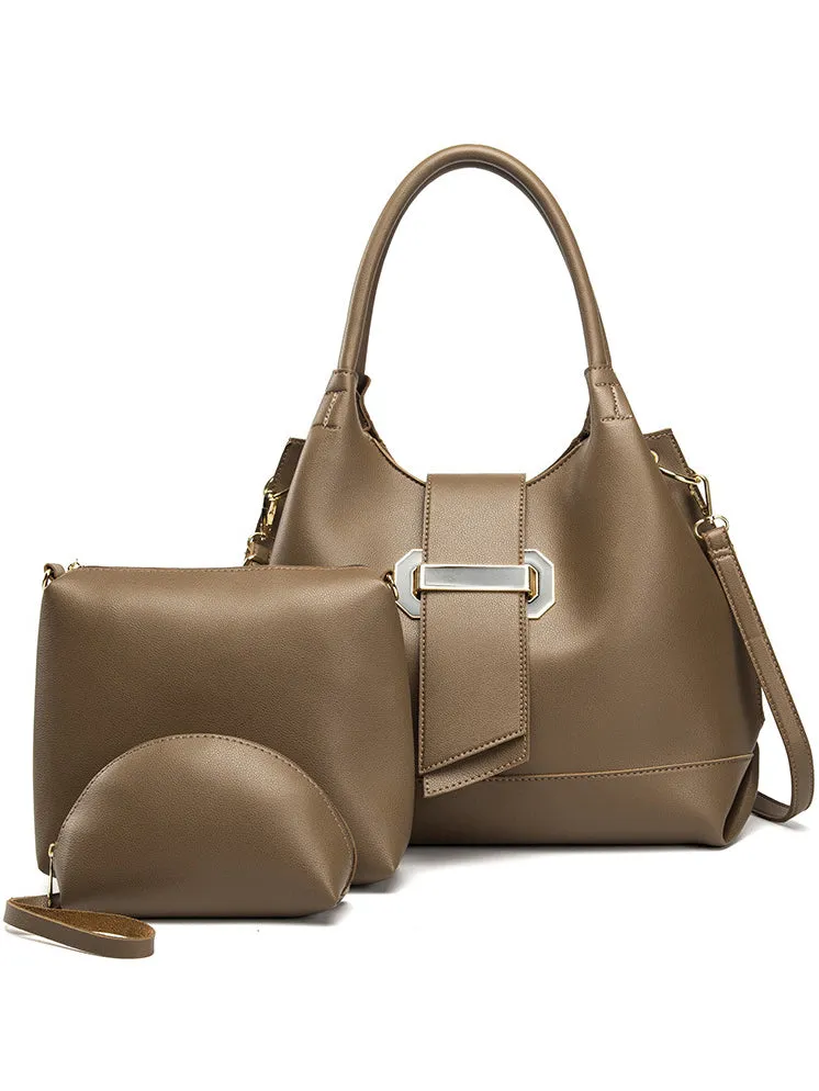 PU One-shoulder Portable Crossbody Three-piece Handbag