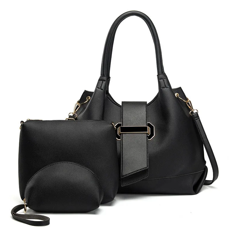 PU One-shoulder Portable Crossbody Three-piece Handbag