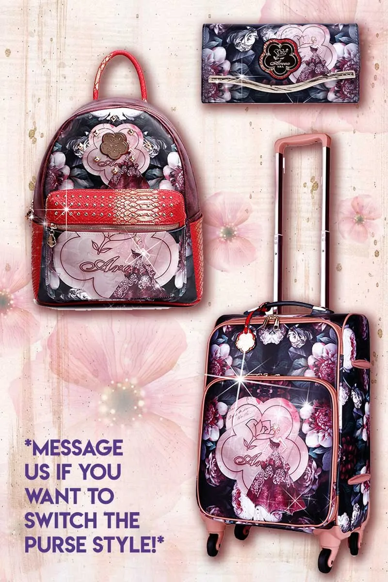 Queen Arosa 3PC Set | Backpack Carry on Luggage with Wallet [BGL6999-8318-WA]