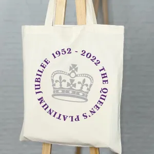 Queen's Platinum Jubilee Silver Crown Tote Bag