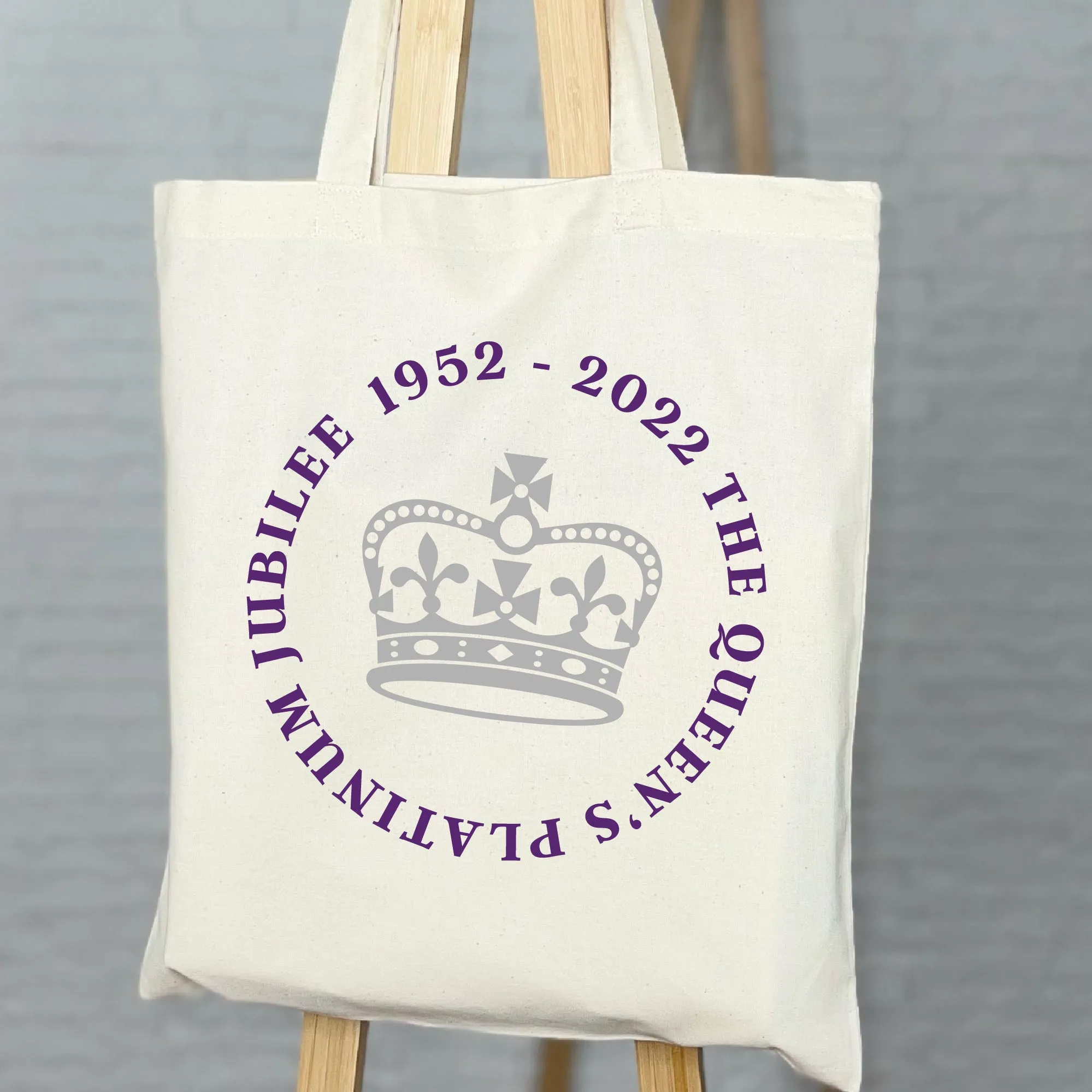 Queen's Platinum Jubilee Silver Crown Tote Bag