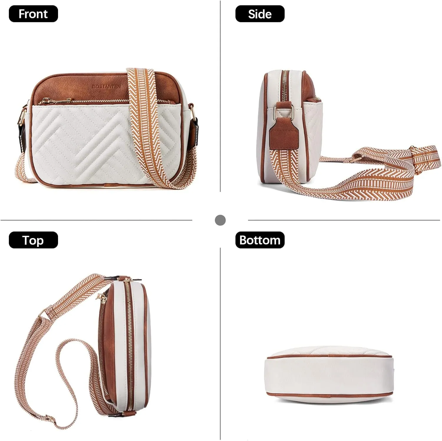 Quilted Crossbody Bags for Women Vegan Leather Purses Small Shoulder Handbags with Wide Strap
