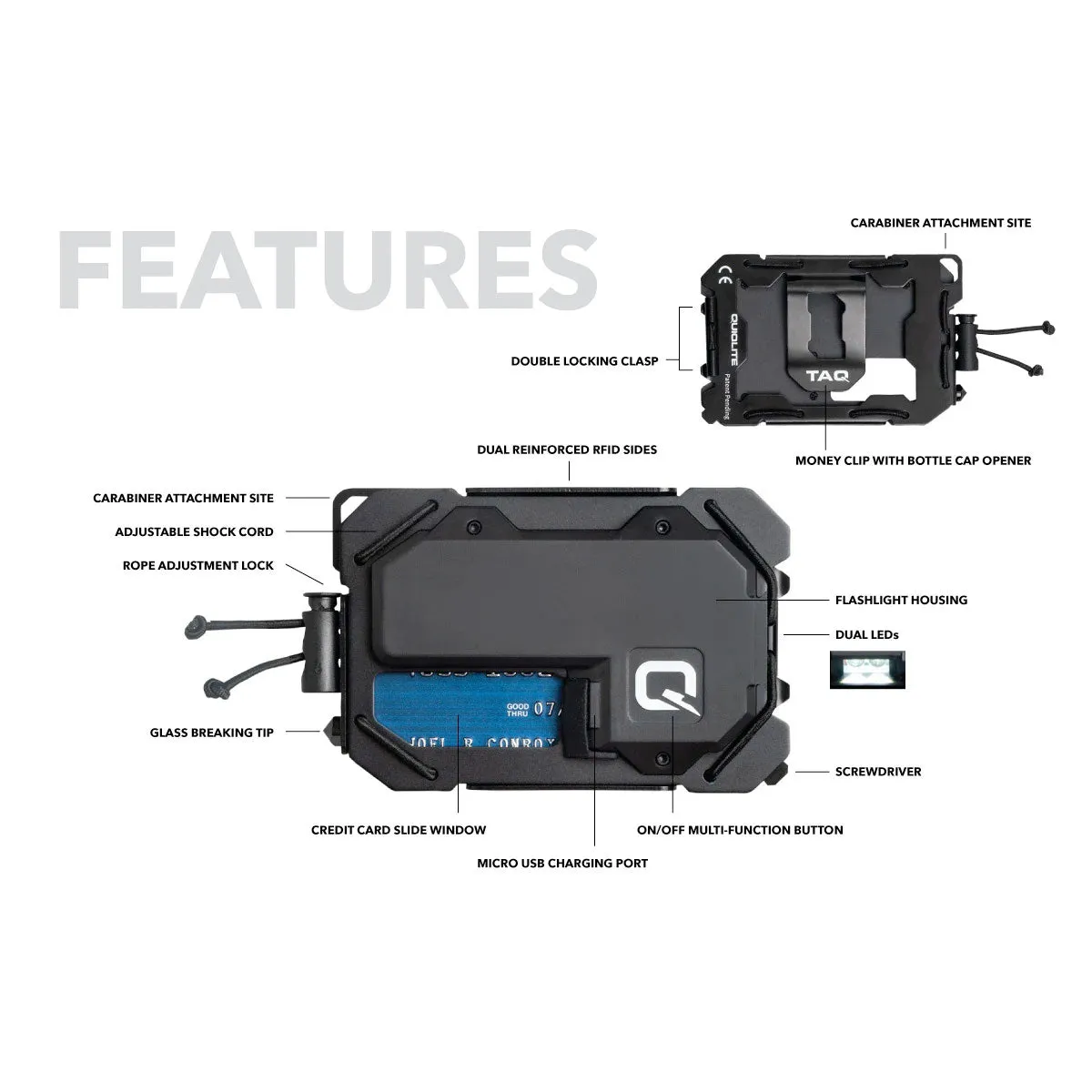 Quiqlite TAQ Wallet Black