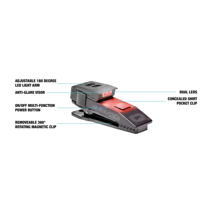 QuiqLite X1 USB Rechargeable Handsfree Dual LED Lighting - Red/White