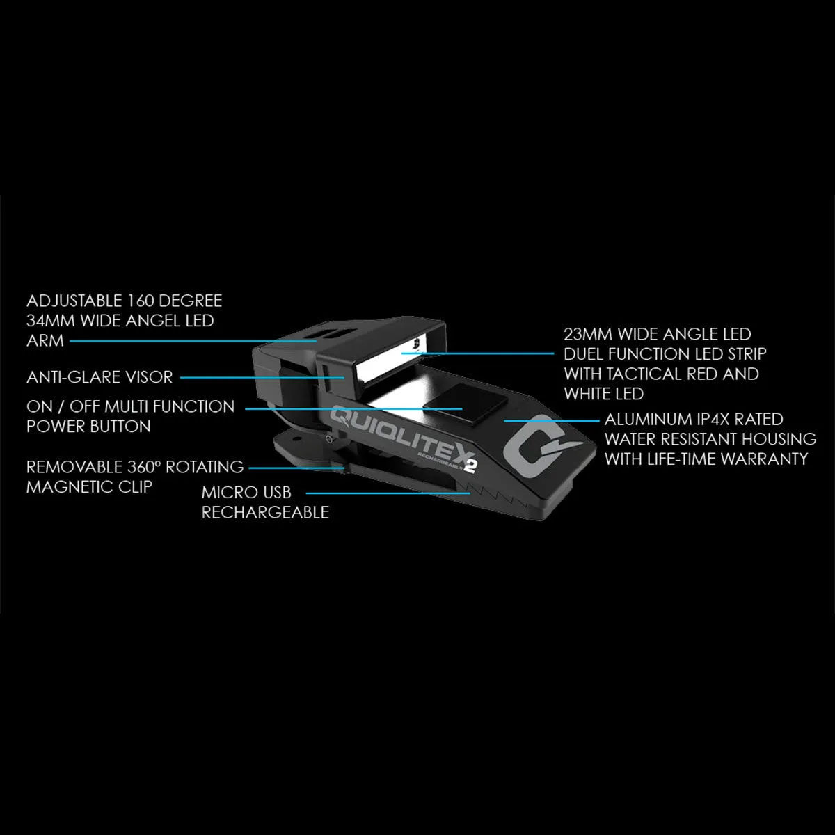QuiqLite X2 Tactical Handsfree Rechargeable WhiteLite LED Lighting