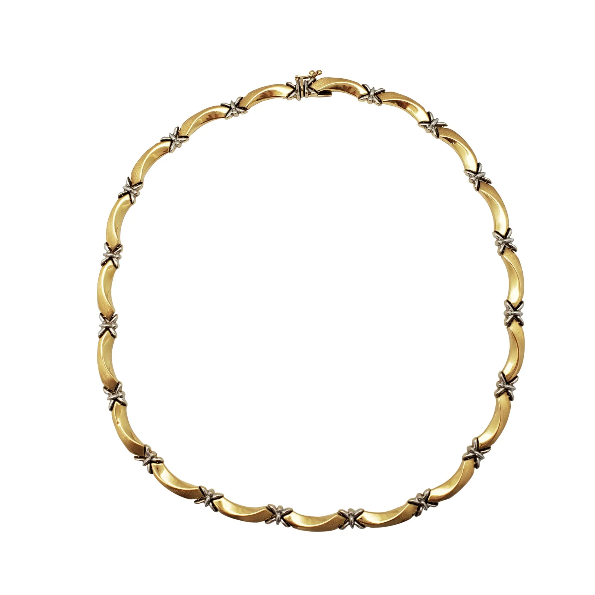 "X" & Twist Bar Fancy Necklace (14K)
