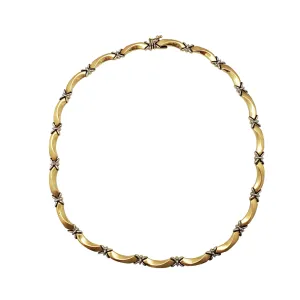 "X" & Twist Bar Fancy Necklace (14K)