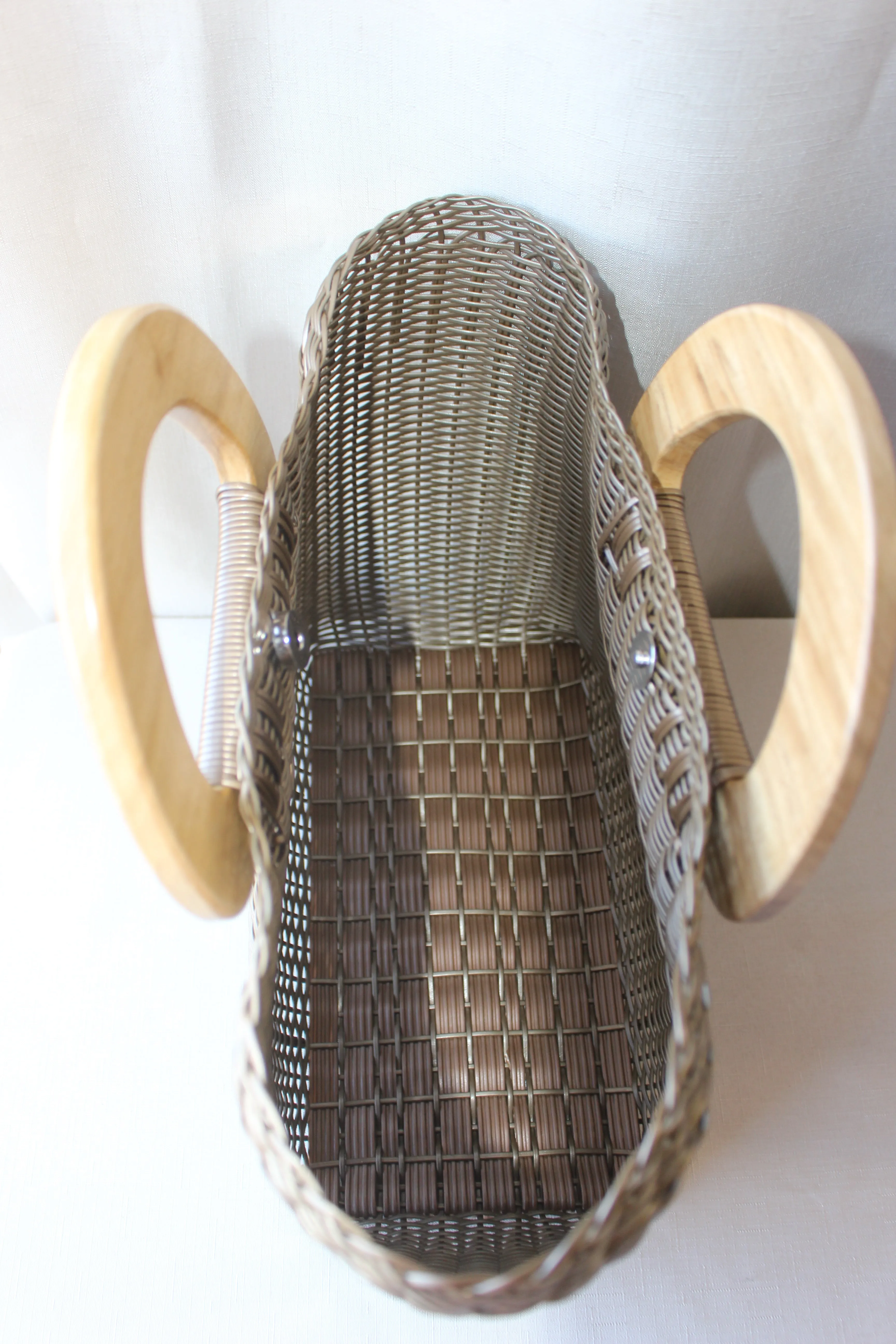 Recycled Tote, wooden handles