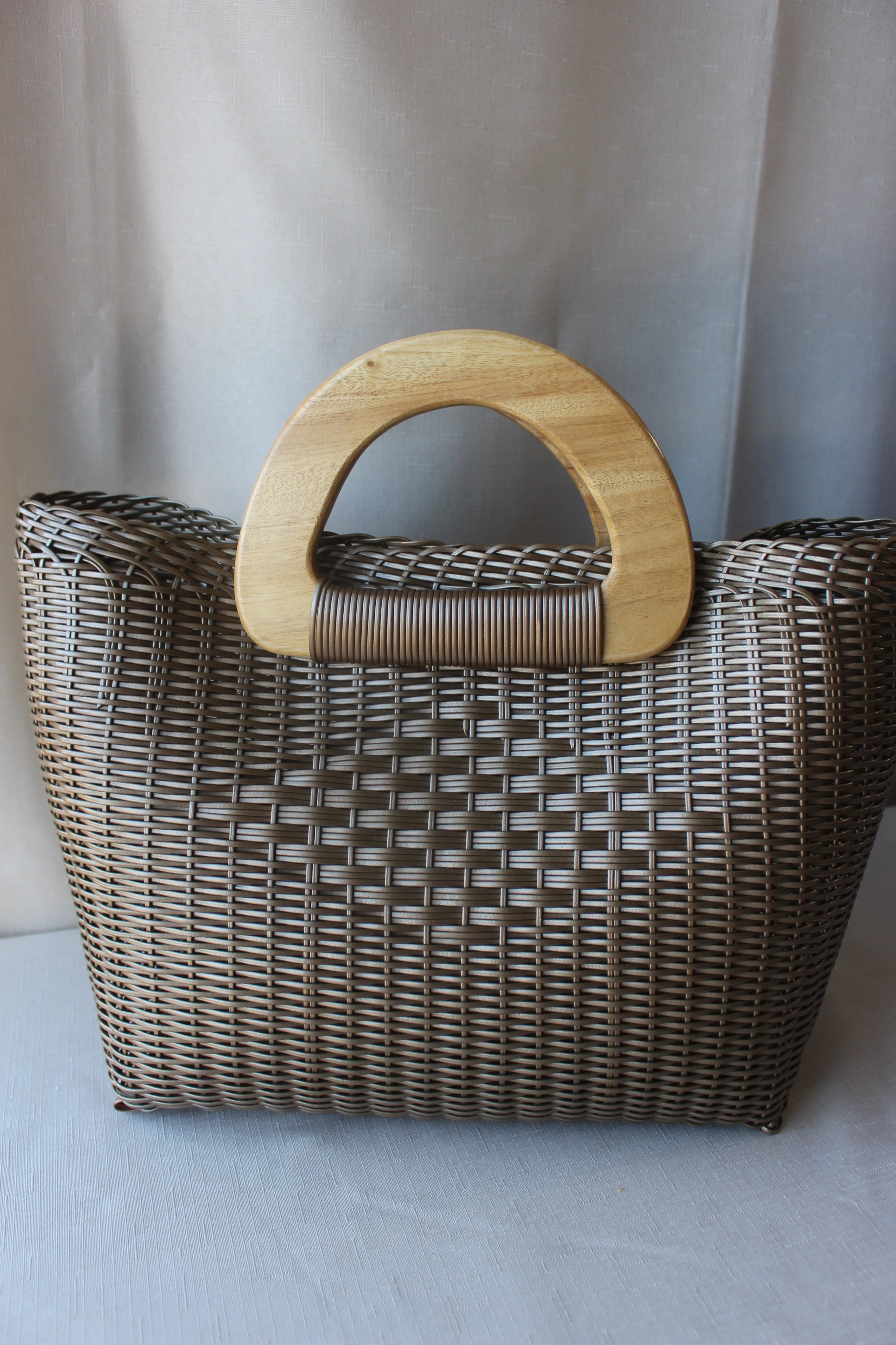 Recycled Tote, wooden handles