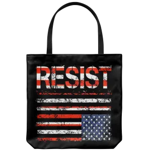 RESIST (with American Flag in Distress) Tote bag