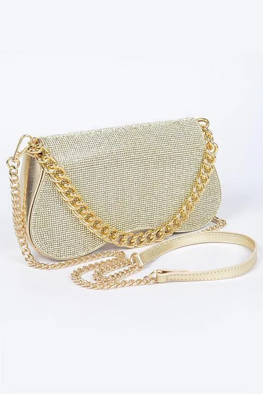 Rhinestone Flap Chain Shoulder Bag