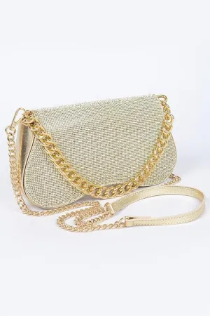 Rhinestone Flap Chain Shoulder Bag