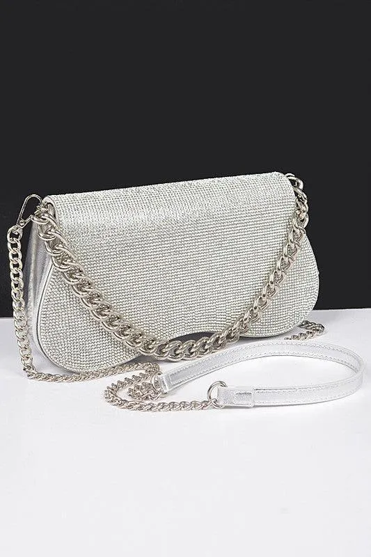 Rhinestone Flap Chain Shoulder Bag