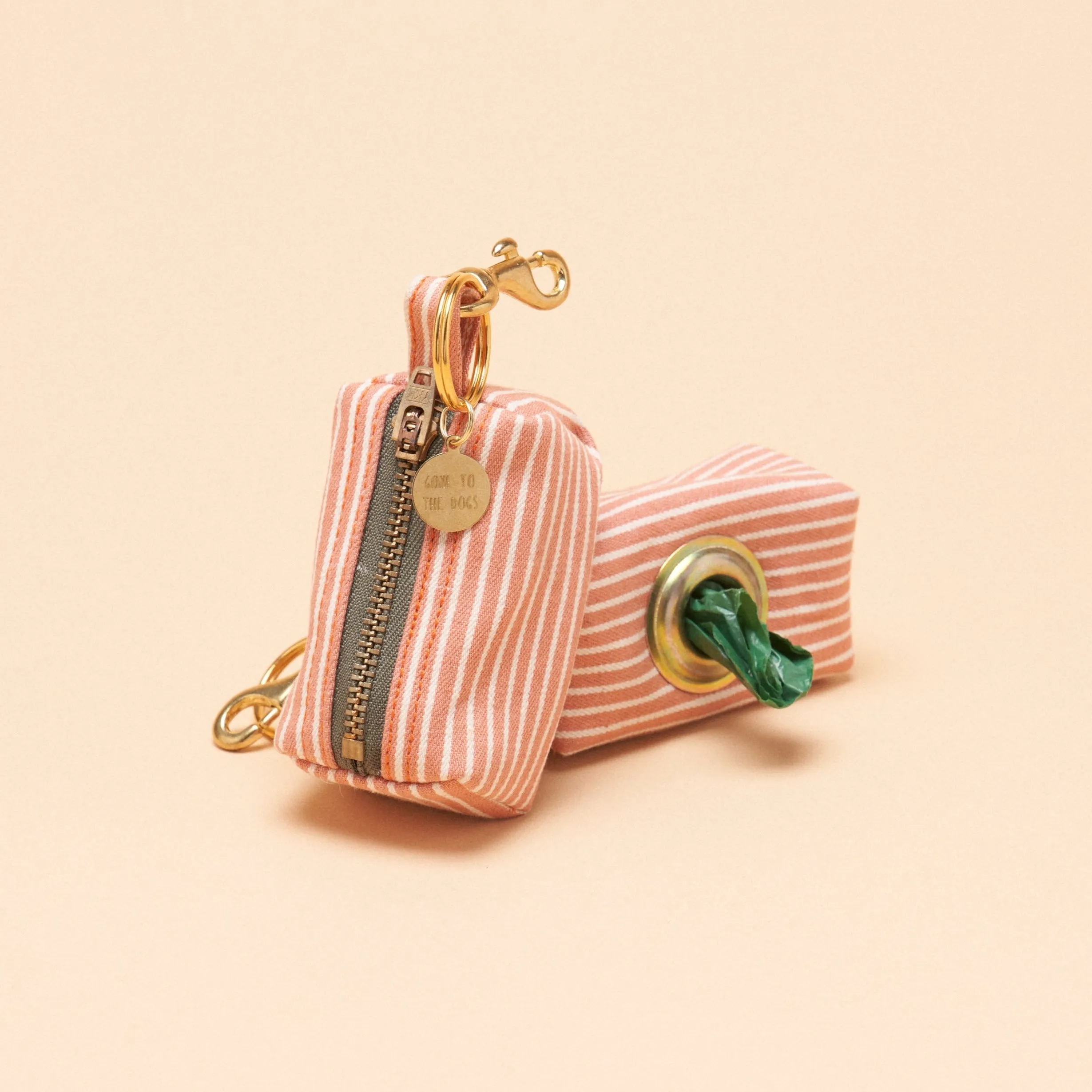 Riley Waste Bag Holder - Peach Stripe