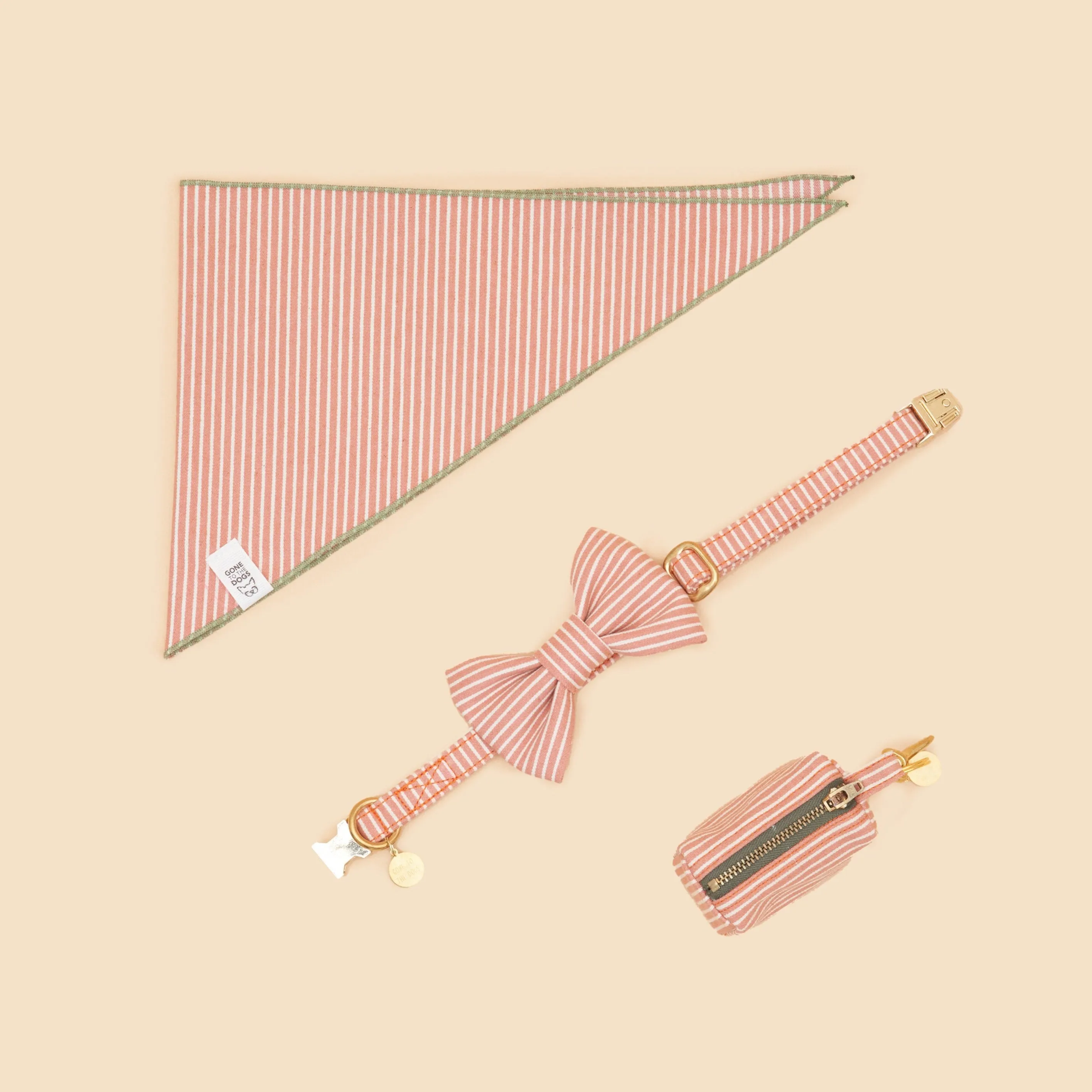 Riley Waste Bag Holder - Peach Stripe