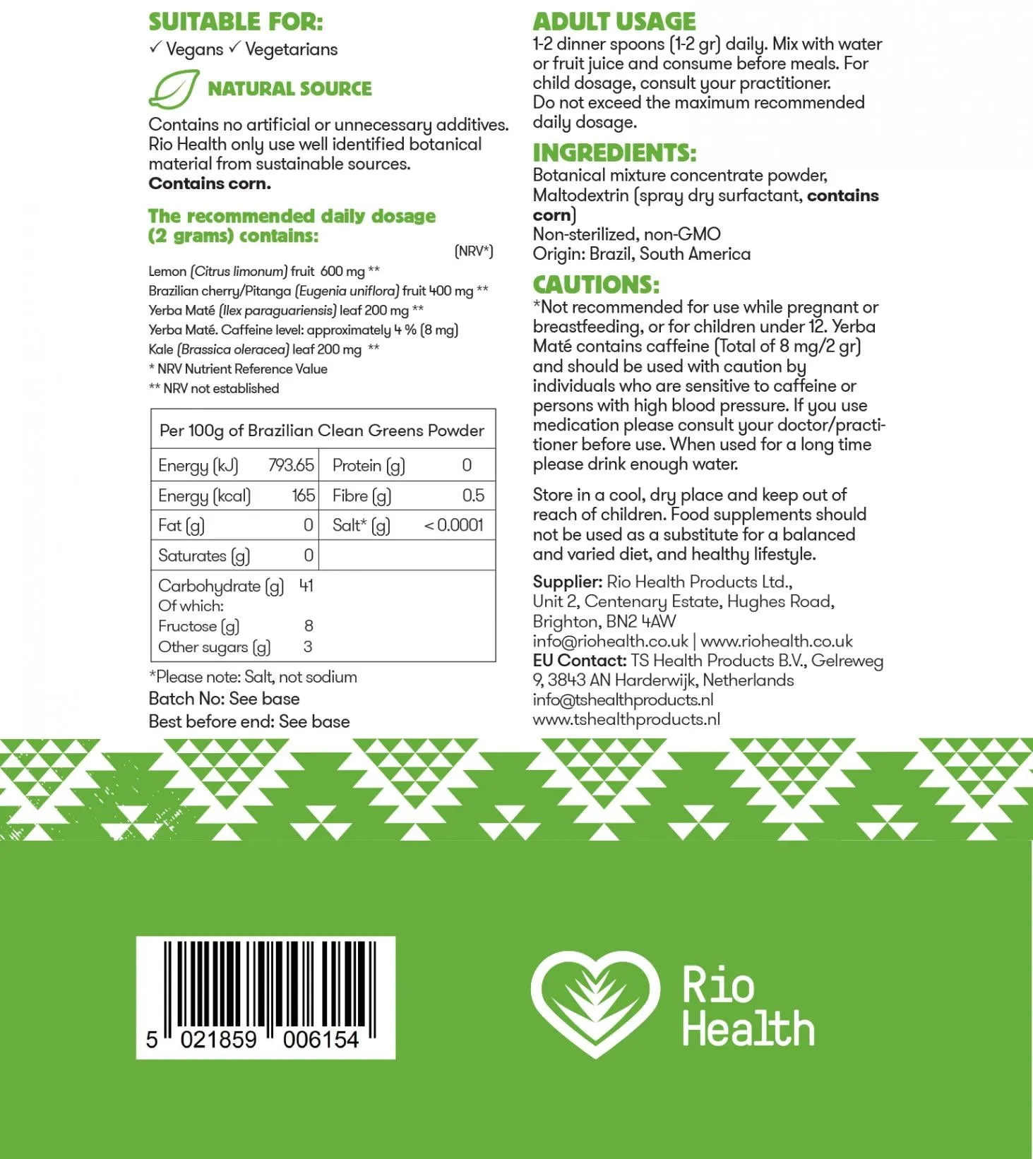 Rio Amazon Brazilian Clean Greens 100g
