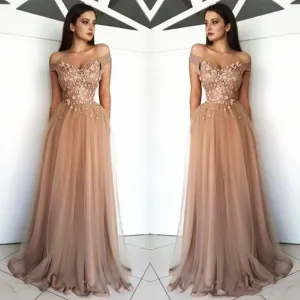 robe de soiree off the shoulder cheap prom dresses 2020 floral dusty pink elegant prom gown 2021