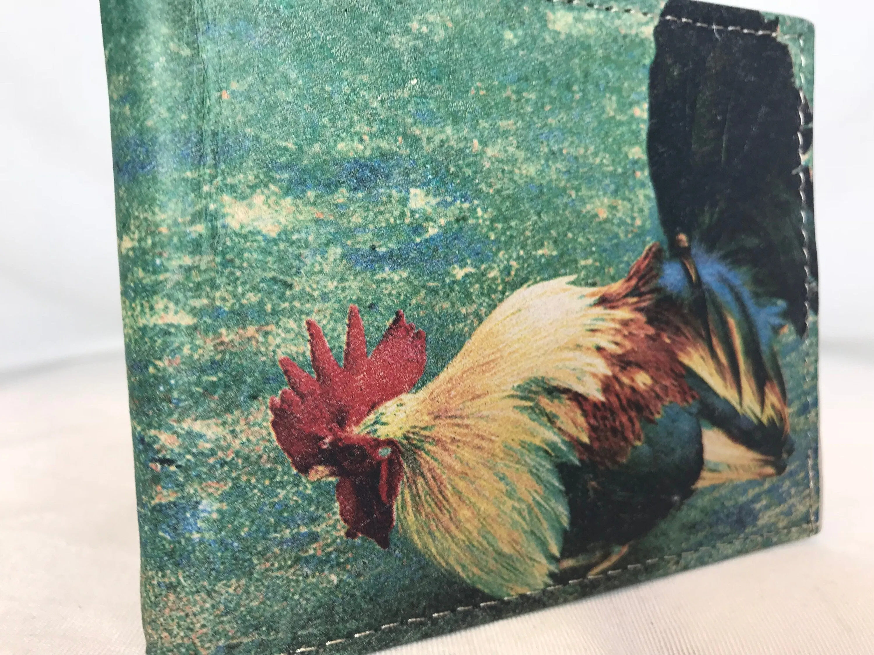 ROOSTER LEATHER WALLET laser printed bi-fold gallos wallet