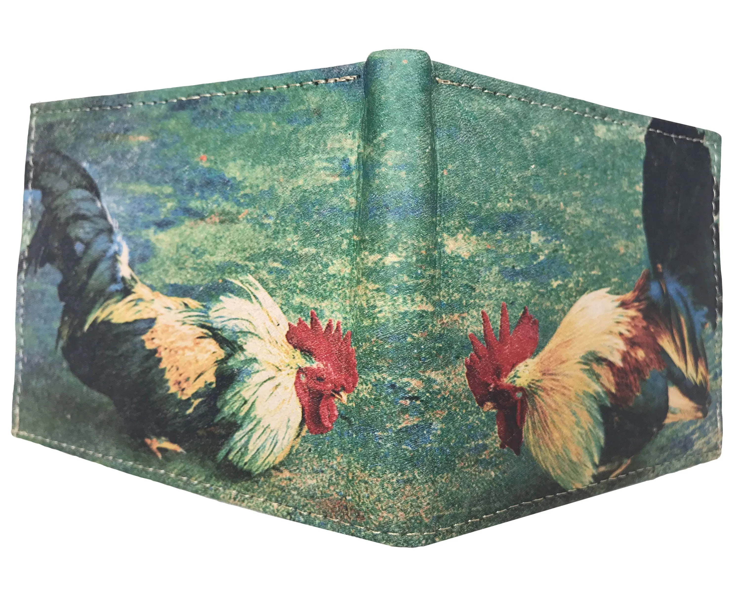 ROOSTER LEATHER WALLET laser printed bi-fold gallos wallet