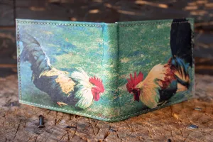 ROOSTER LEATHER WALLET laser printed bi-fold gallos wallet